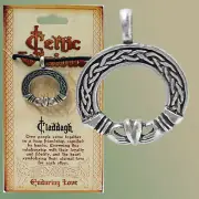 CELTIC VISION "CLADDAGH" FRIENDSHIP LOVE Pewter Amulet Pendant