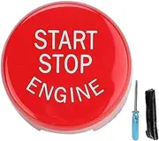 Car Start Button, Push Switch Button, Car Engine One Button Start Button Fitment for F30 G/F Disk Bottom with Start & Stop, Automotive Replacement Pushbutton Switches(Red)
