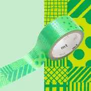 Masking Tape MT Fab Metallic Script Green -