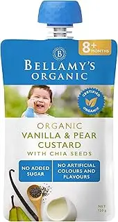 Bellamy's Organic Vanilla & Pear Custard with Chia Seeds 120g, Baby Food, 8m+, Bulk (6 x 120g)