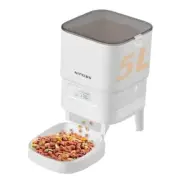 Automatic Cat Feeder 5L - Timed Pet Feeder for Cats and Dogs with Dry Cat White