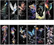 Scratch Off Bookmarks, Art Scratch Note Set of 12, Bookmarks Craft Paper Art Sets for Kids Students Party Bag Fillers