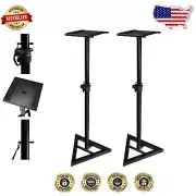Compact Black Studio Monitor Stands - 100 lbs Load Capacity, No Assembly Needed