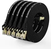 CableGeeker Cat 8 Ethernet Cable 15FT 5 Pack All-Black, 40Gbps 2000Mhz High Speed LAN Network Cable Gigabit Cat8 Patch Cables, Professional RJ45 Flat Internet Cable for Modem/Router/PC/PS5/Xbox