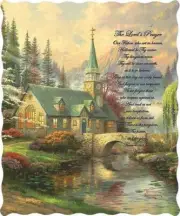 The Lord's Prayer on Dogwood Chapel Quilted Throw Blanket 50"x60"
