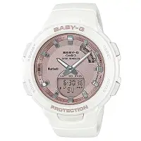 在飛比找博客來優惠-【CASIO】Baby-G 表面磨沙藍芽多功能雙顯錶-白 (