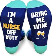 [Jripars] I Am A Nurse Off Duty Bring Me Wine Socks, Registered Nurses Gifts For Women Men, Funny RN Doctor Assistant Vet Tech Gifts Socks, Rn Gifts For Nurses Week Nursing Graduation, B21, Women Socks