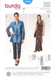 Burda 6484 Evening Separates - Tunic, Cropped Pants, Tunic Dress Sz 8-18 UNCUT