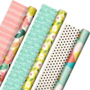 Papel de regalo reversible de primavera (3 rollos: 75 pies cuadrados)