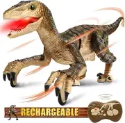 RC Velociraptor Jurassic Dinosaur Robot LED Shaking Head Tail Wagging Toy Dino