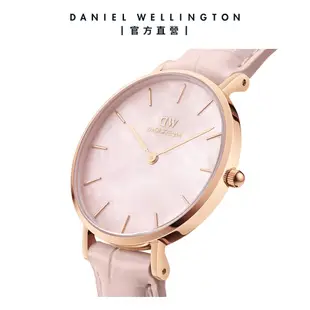 Daniel Wellington 手錶 Petite Rouge 32mm 珍珠貝真皮皮革錶-玫瑰金(DW00100514)