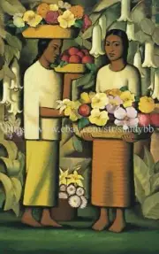Alfredo Ramos Martinez JUANITA ENTRE LAS FLORES paper poster wall art