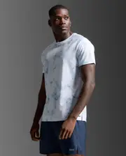 Aero Tee, 2XU, S, Blue Marble/Black Reflective, Male