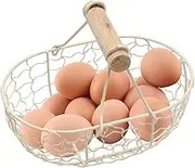 Egg Collection Basket - Small Fruit Basket, Vintage Bread Basket | Round Wire Egg Baskets with Farmhouse Design, Vintage Chicken Egg Basket, Egg Baskets for Fresh Eggs, Fruit, Bread, Hold 12 Eggs