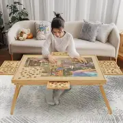 Puzzle Table 1500 Pieces Wooden Jigsaw Puzzle Board with Legs 34.3 x 26.5 Puzzle