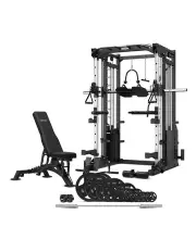 [Cortex] SM25 Multi Gym With 100kg Olympic Tri-Grip Weight Bar And BN9 Bench Set in Black