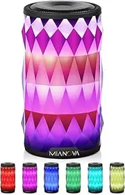 LED Bluetooth Speaker,Night Light Changing Wireless Speaker,MIANOVA Portable Wireless Bluetooth Speaker 6 Color LED Themes,Handsfree/Phone/ PC/MicroSD/ USB Disk/AUX-in/TWS Supported