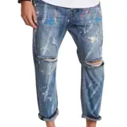 One Teaspoon Blue Suede Mr. Browns Paint Splatter Mens Jeans Sz 32x25 NEW