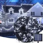 600LED Solar String Lights Outdoor Waterproof, 206.7Ft White Christmas Lights, 8