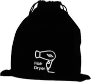 ADOCARN 1pc Flannel Drawstring Hair Dryer Storage Bag Versatile Organizer for Makeup Jewelry and Accessories Black for Travel and Home Use