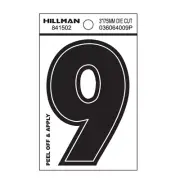 Hillman 3-In Die-Cut Black Gloss Finish Wide Style Vinyl Peel-Off Letter/Numb(9)