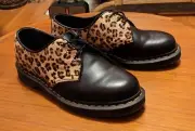 RaRe LiMiTeD Dr Martens Black Leather Leopard Fur Shoes 9 D2i16 1461