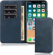 FROLAN for iPhone 11 Pro Max Wallet Case with Card Holder, Premium PU Leather Credit Slot Flip Folio Book Drop Protection Shockproof Phone Cover for iPhone 11 Pro Max 6.5 Inch - Navy Blue