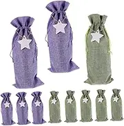 iplusmile 12Pcs Burlap Wine Bags with Drawstrings Lightweight Wine Bottle Carrier for Parties Elegant Storage for Wine and Beer Present Bag Light