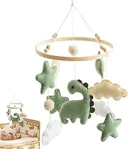 Bed Bell Mobile – Dinosaur Crib Mobile, Baby Musical Hanging Toy | Safe Green Nursery Decor, Gentle Lullaby Spinner Mobile, Soft Plush Bedside Toy For Infants, Soothing Sleep Crib Mobile For Baby Girl