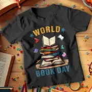 Boy Girl Stack Of Books World Book Day T-Shirts Tee Costume Outfits Apparel #WBD