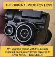 NVG-10 2xCOMBO: Wide 72° (vs oem 25°) FOV lens + 100% invisible iR flip cap.