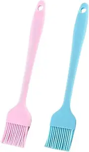 Heatproof Silicone Oil Brush Set 2pcs Pink Non- to Clean for Basting and Cooking