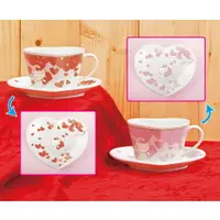在飛比找樂天市場購物網優惠-大賀屋 HelloKitty 紅粉 心型 陶瓷 咖啡杯盤組 
