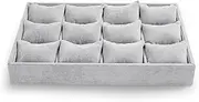 Oirlv Jewellery Tray Drawer Organiser 24 Grid Grey Velvet Stackable Jewelry Organiser Box for Drawer Showcase Display Trays Ring Bracelet Display Case Holder Earrings (12 Grid with pillow)