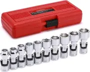 3/8" Drive Universal Joint Socket Set 10 Piece Flex Socket Set 6-Point