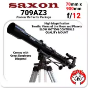 Saxon 709AZ3 Telescope Package 70mm 900mm f/12 with AZ3 Tripod