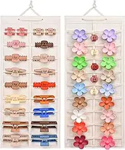 Lolalet Hair Claw Clip Organizer, 2 Pack Hanging Hair Clip Organizer Storage for Women Girl, Wall-Mounted Hair Claw Clip Holder Organizer, Claw Clip Storage Display for Wall Door Closet -Beige