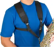 Saxophone Alto/Tenor/Baritone Harness with Metal Trigger Snap, Large, Black