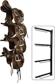 SteelChimp Saddle Rack Wall Mount - Equestrian 4-Tier Heavy Duty | Western and English Saddle Rack | Holds Tack, Pad, Accessories etc. for Horses | USA Designed