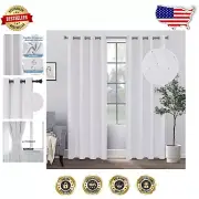 Elegant Thermal Insulated Blackout Curtains - 2 Panels, 52W x 72L, Greyish White