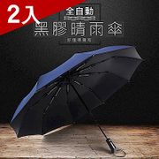自動收折/晴雨兩用 116cm大傘面直炳黑膠摺疊傘...