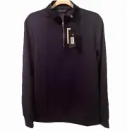 Elie Tahari Men’s Viscose Blend Quarter Zip Pullover Sweater Navy Size Small