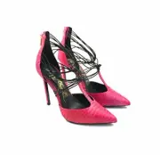 LUST FOR LIFE LOCUST BERRY KISS LEATHER SNAKE T-STRAP 4.5" HEEL SINGLE SOLE PUMP