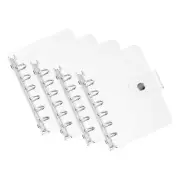 Soft PVC A7 Clear Binder Cover with Snap Button Closure 6 Ring, Silver Tone,4Pcs