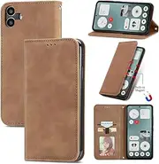 Cracedily for Nothing CMF Phone 1 Case, Wallet Case Flip Leather with Card Holder Magnetic Closure Shockproof Kickstand Protective Phone Cases Cover for Nothing CMF Phone 1, Coffee