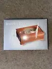 Dark Oak Finish Jewelry Box with Etched Glass Lid Made for Kmart 6.8x4.6 x2.7 IN