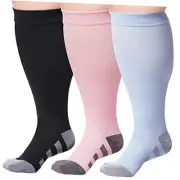 3 Pairs Plus Size Compression Socks for 5XL-Large/6XL-Large 03-Multicoloured