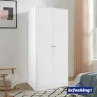 2 Doors Wardrobe Cabinet Unit Bedroom Clothes Storage Organiser Cupboard White