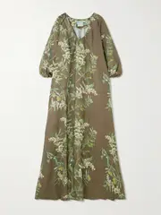 [BERNADETTE] BERNADETTE - Georgio Draped Floral-print Linen Maxi Dress - Brown - FR 38 FR 38 Brown