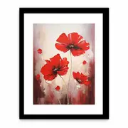 Red Flowers Canvas Framed Art